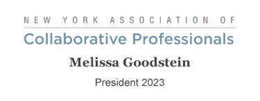 New York Association of Collaborative Professionals logo showing Melissa Goodstein, President, 2023